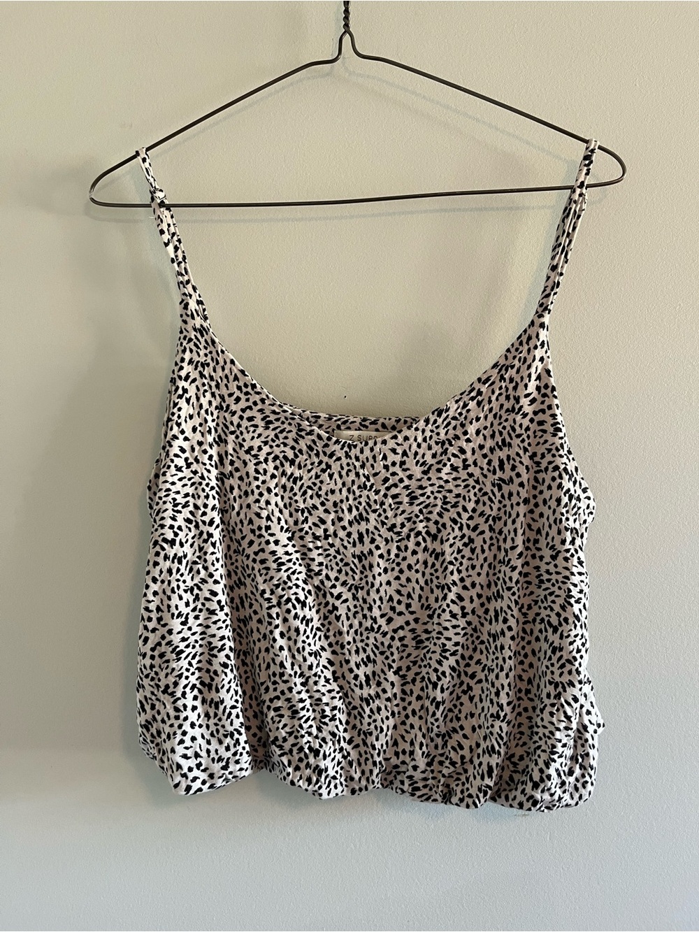 Z Supply Cream and Black Spotted cropped tank